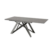 Eclipse Visage 160 - 240cm 5.5mm Grey Ceramic on 8mm Glass  Extending Dining Table  with artistically designed Grey Metal Base at Pendle Village Furniture